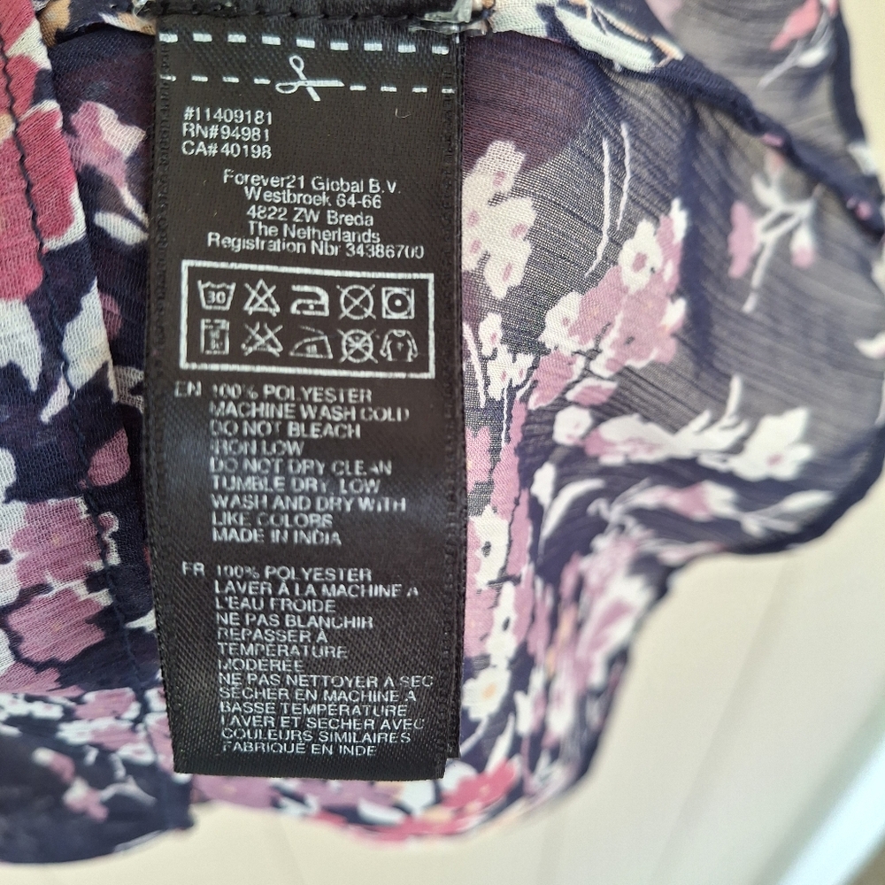 Forever 21 Sheer Sleeveless Blouse Size Small Floral Fairycore Festival Top - Picture 3 of 8